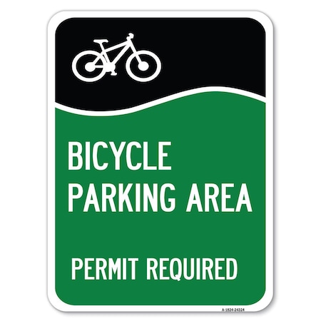 Signmission Bicycle Parking Area-Permit Required with Graphic Rust Proof Parking, A-1824-24324 A-1824-24324